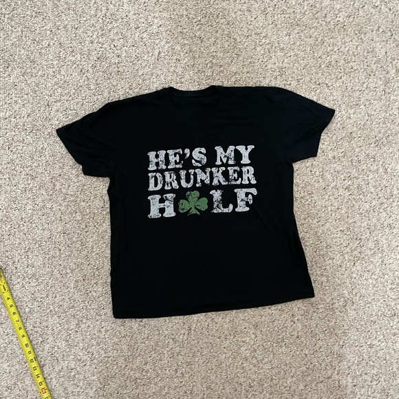 {SHEIN} "He's My Drunker Half" Couples Irish St Patricks Day T-Shirt - Picture 2 of 5